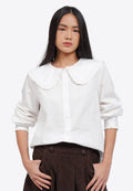 Wide Collar Long Sleeve Blouse