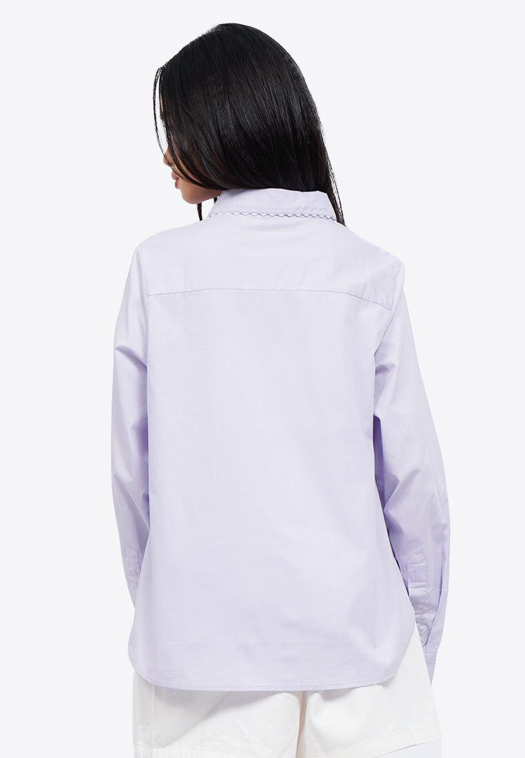 Ricrac Details Long Sleeve Blouse