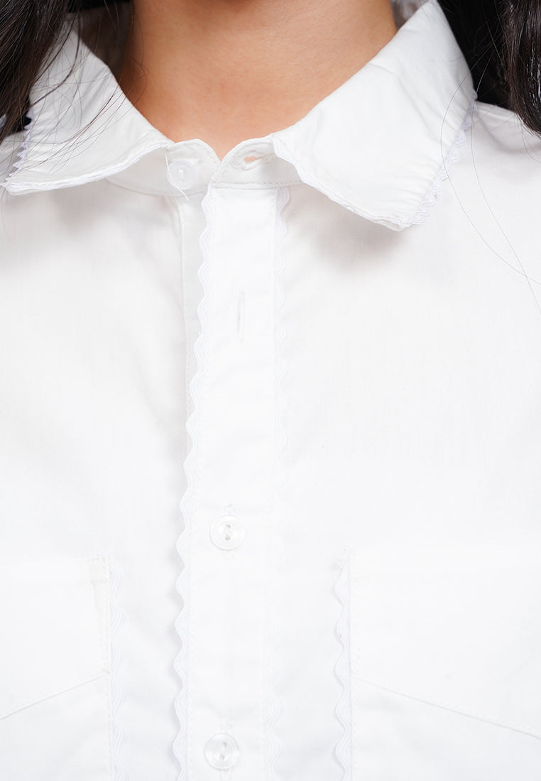 Ricrac Details Long Sleeve Blouse