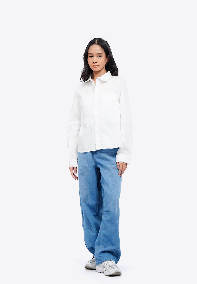Ricrac Details Long Sleeve Blouse