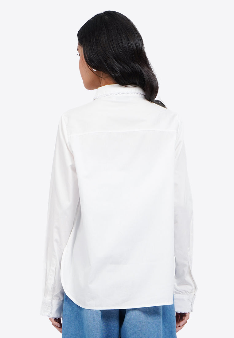 Ricrac Details Long Sleeve Blouse