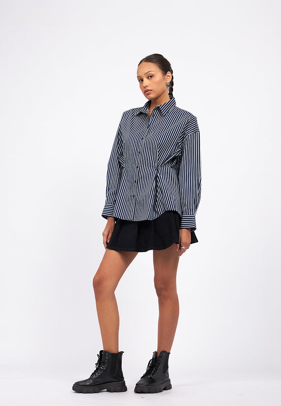 Stripes Shirt with Adjustable Waist