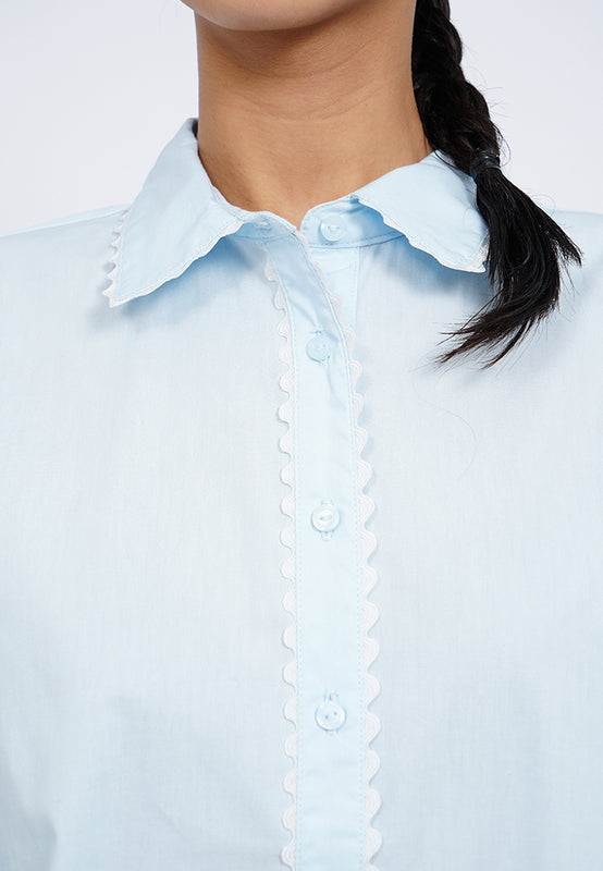 Long Sleeve Shirt with Scallop Trim