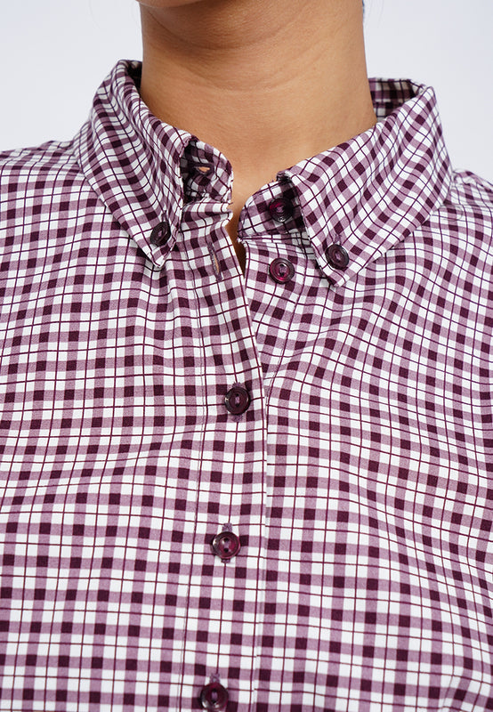 Long Sleeve Checks Crop Shirt
