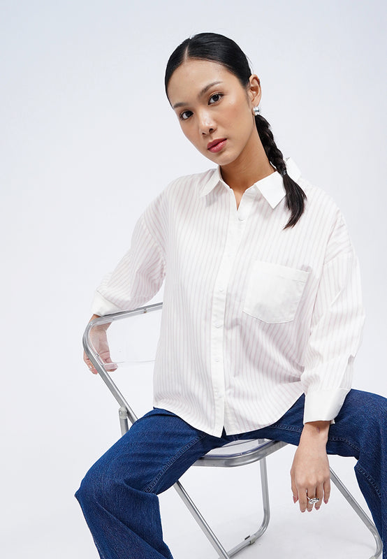 Contrast Cuff Stripes Shirt