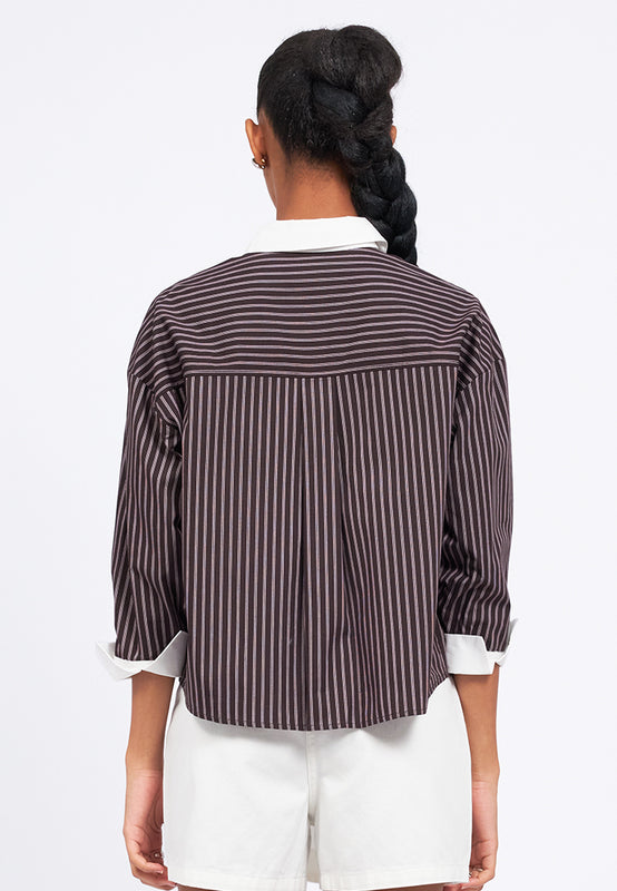 Contrast Cuff Stripes Shirt