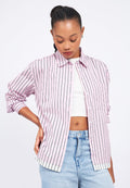 Double Layered Hem Stripes Shirt