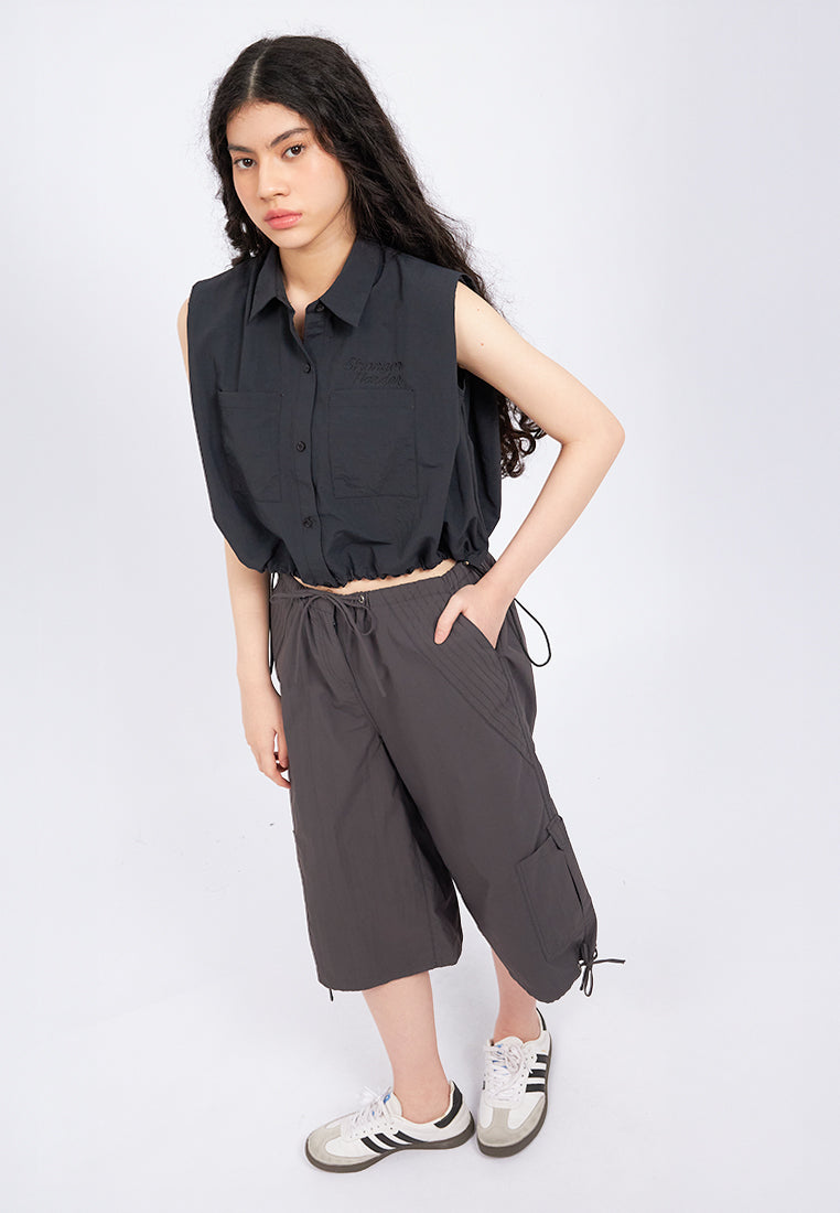 Drawstring Details Bermuda Pants