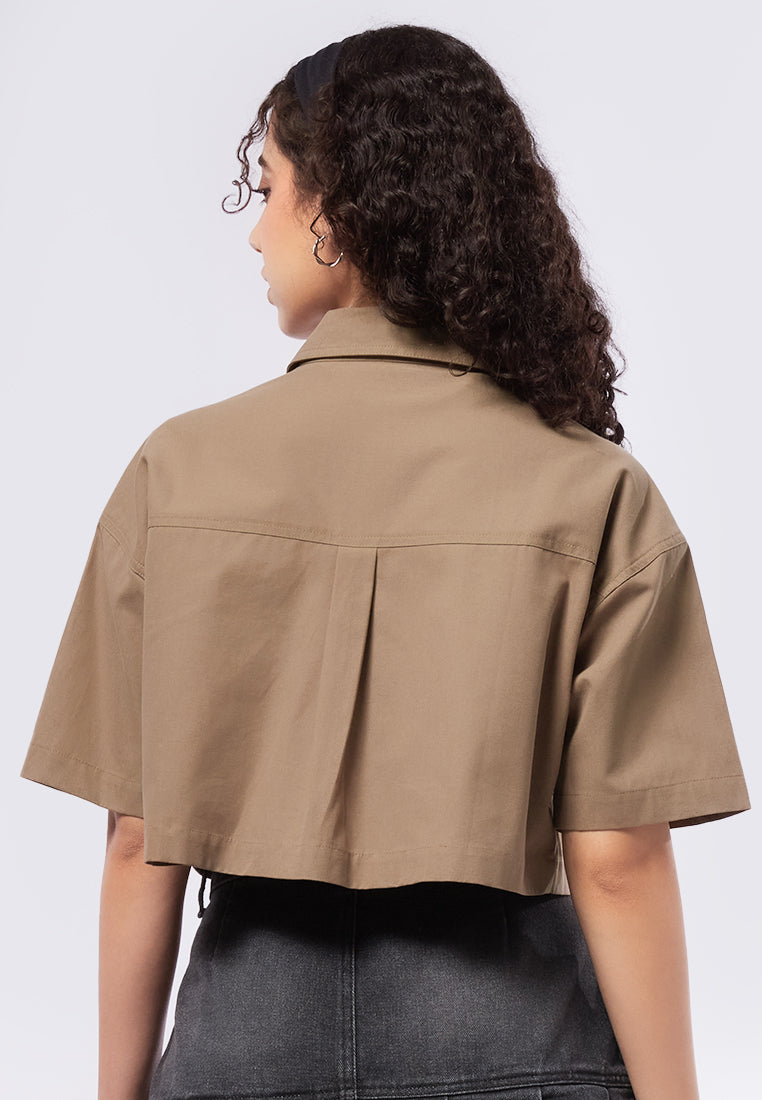 Crop Shirt with Pocket Details