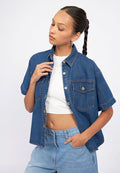 Double Pocket Short Sleeve Denim Shirt