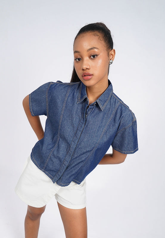 Contrast Stitch Chambray Shirt