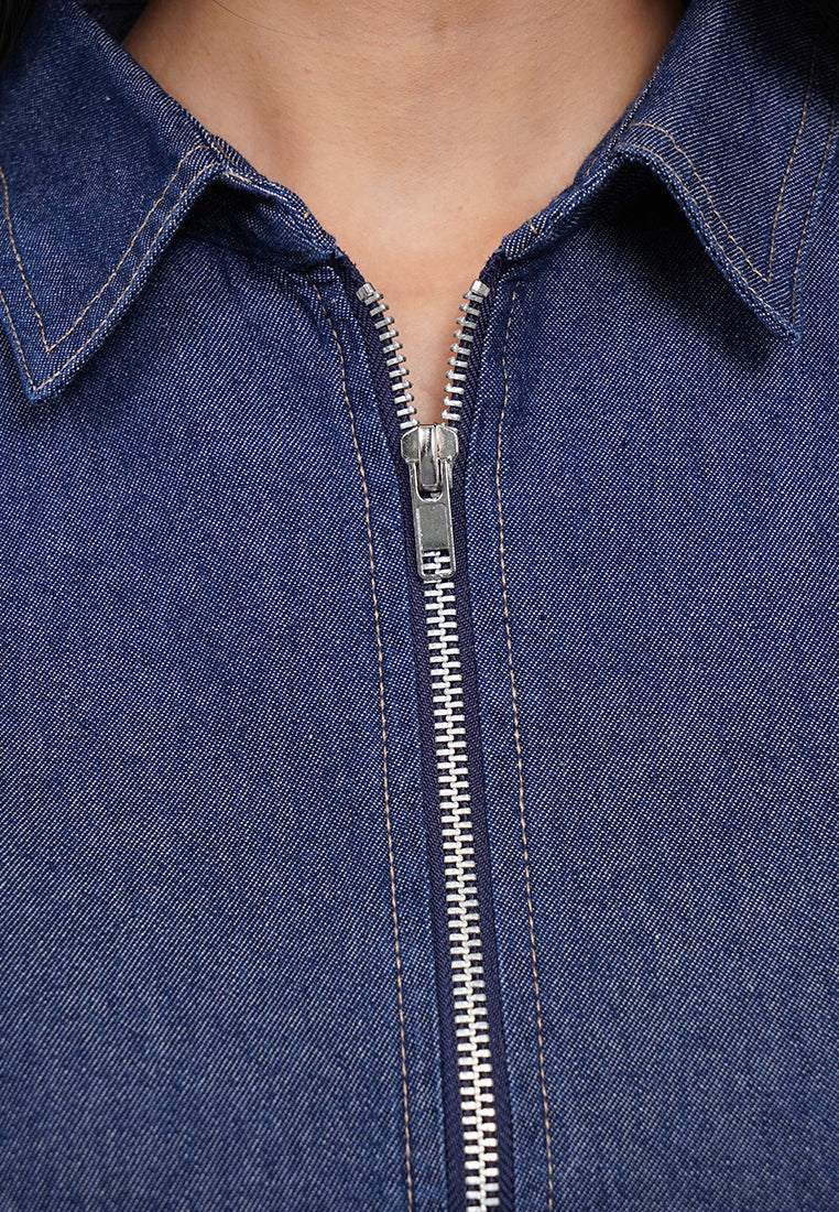 Zipped Up Denim Shirt