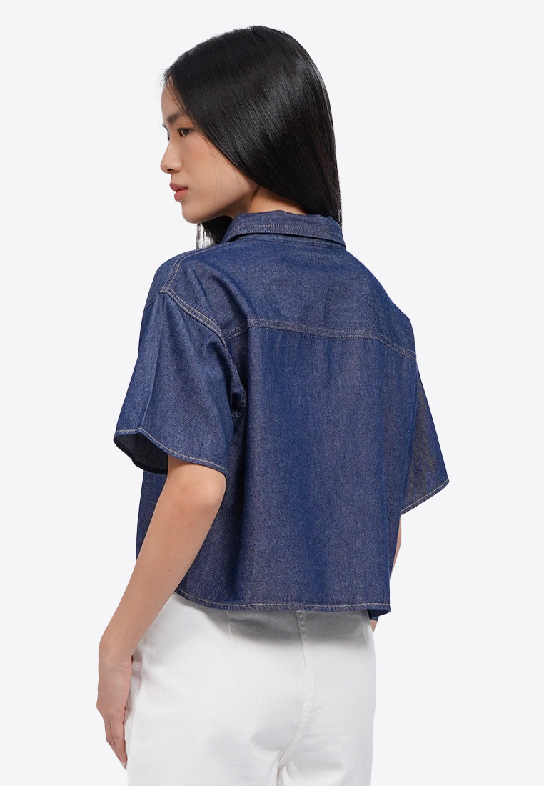 Zipped Up Denim Shirt