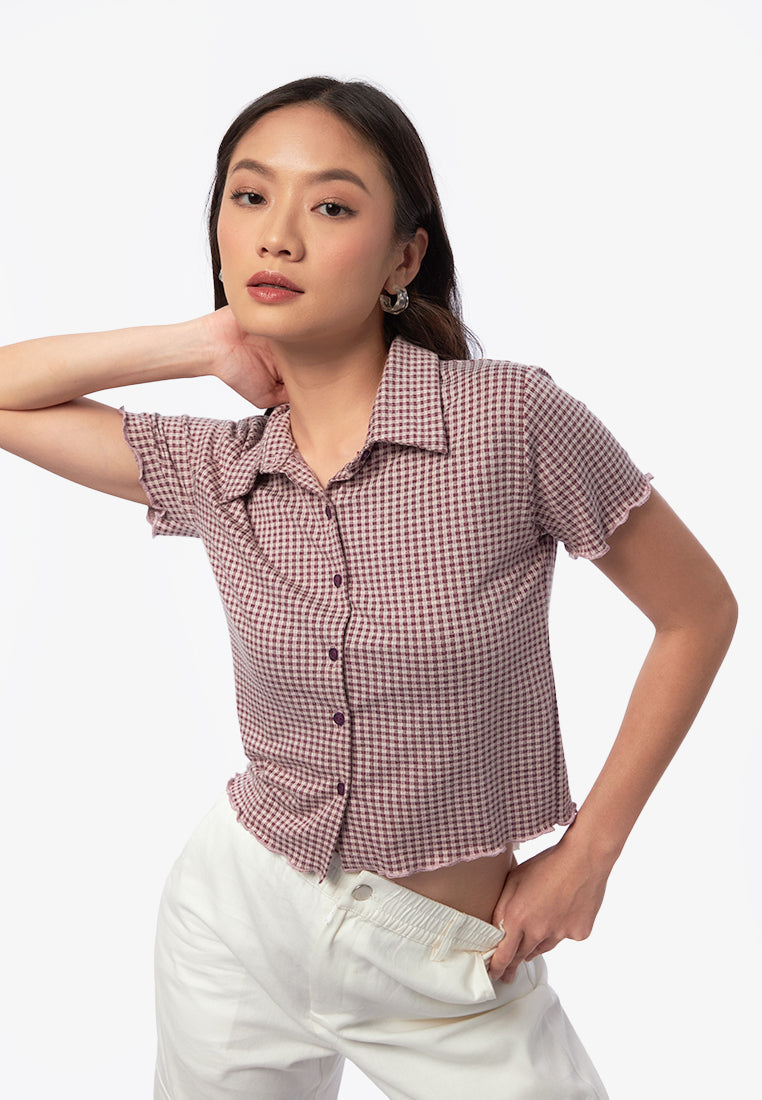 Checkered Short Sleeve Top