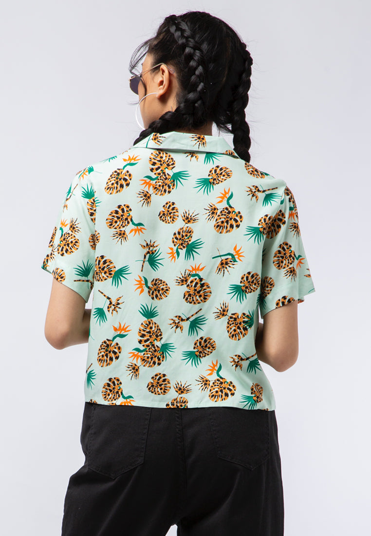 Printed Blouse with Tied Hem
