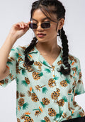 Printed Blouse with Tied Hem