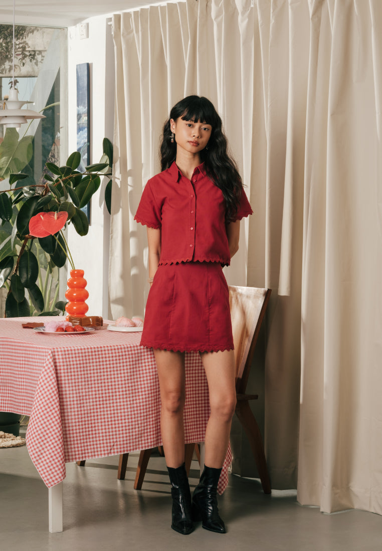 Ric Rac Details Short Sleeve Shirt