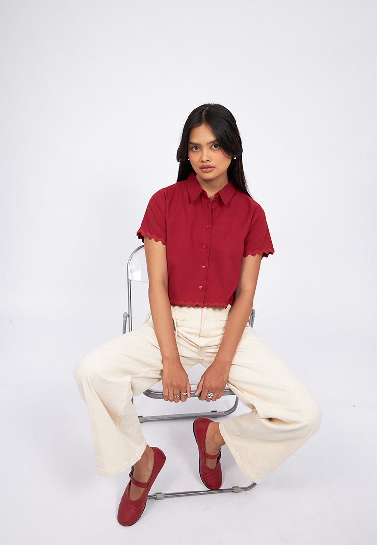 Ric Rac Details Short Sleeve Shirt