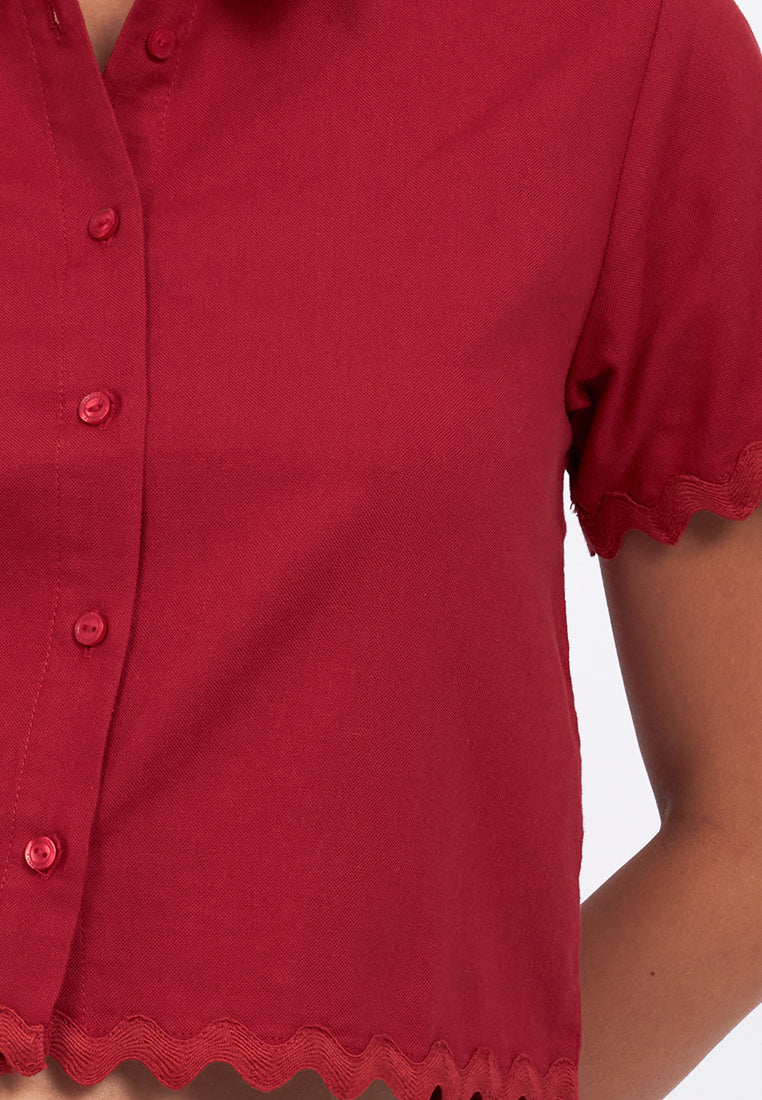 Ric Rac Details Short Sleeve Shirt