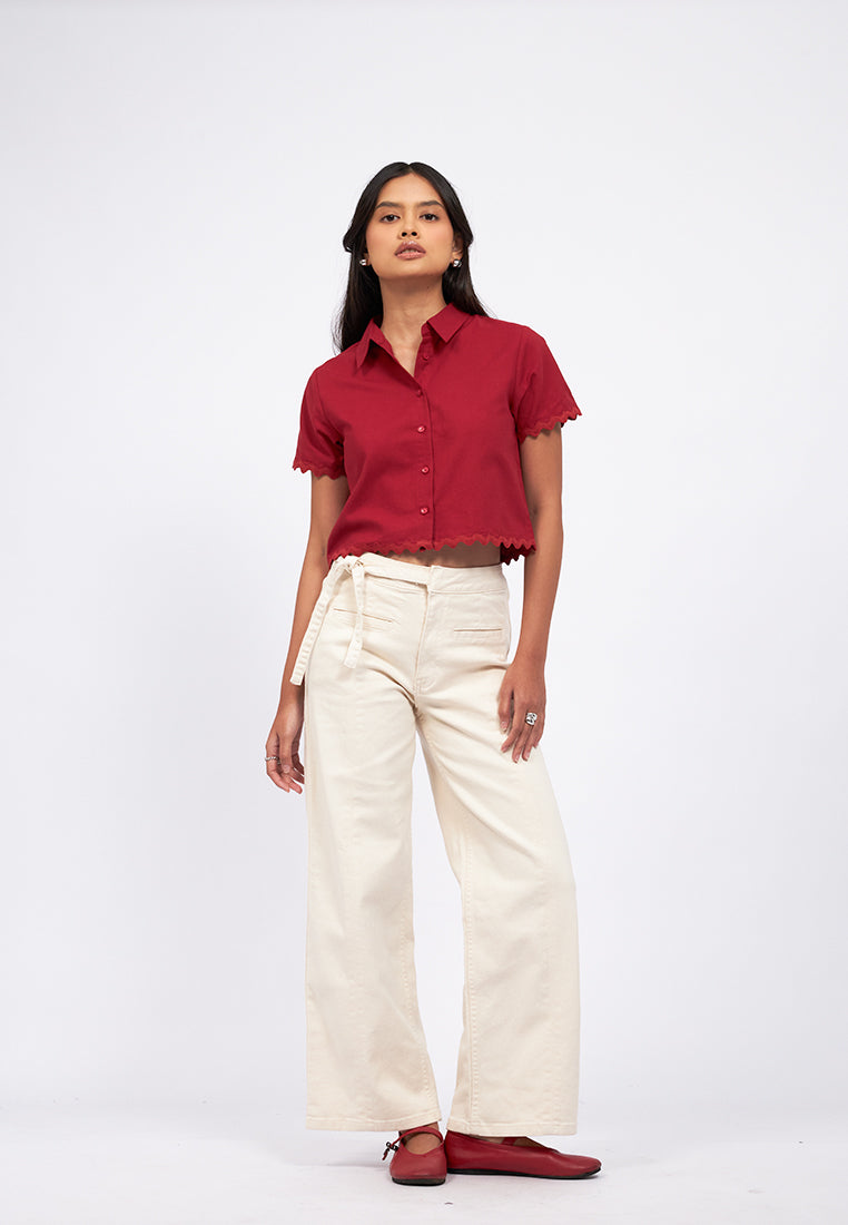 Ric Rac Details Short Sleeve Shirt