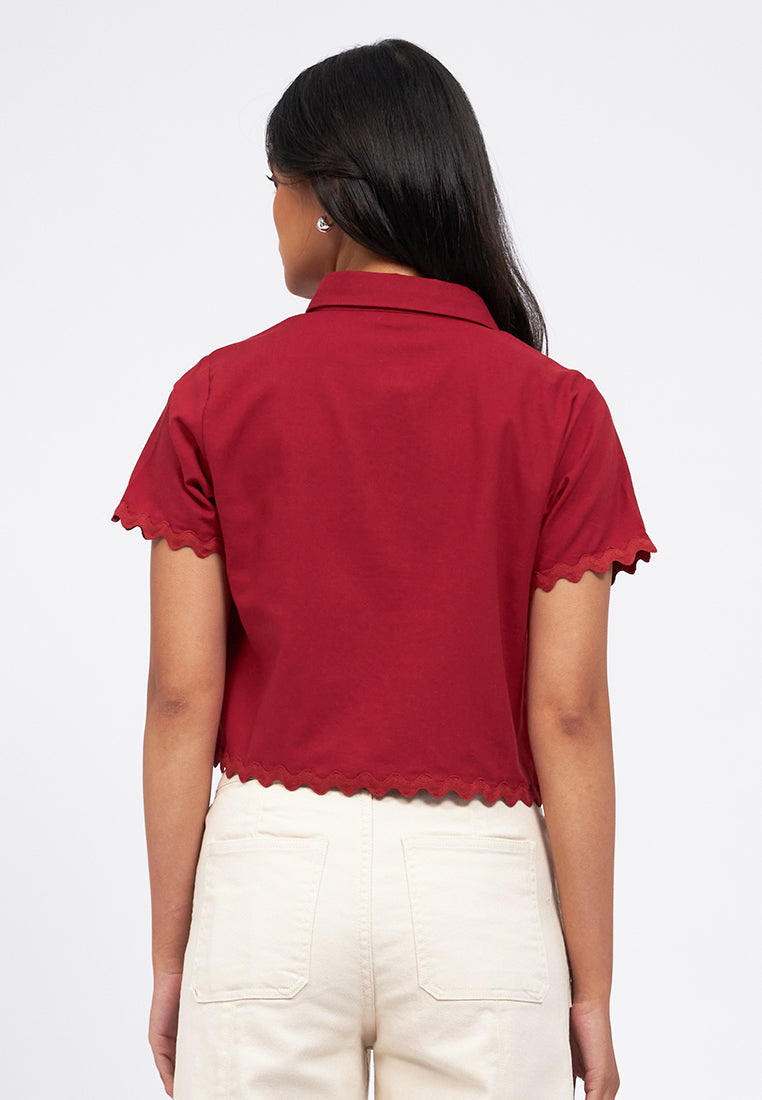 Ric Rac Details Short Sleeve Shirt
