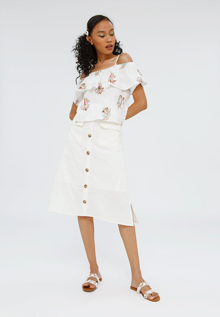 Cold Shoulder Blouse with Flare