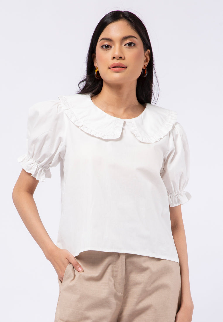 Peterpan Collar Short Sleeve Blouse