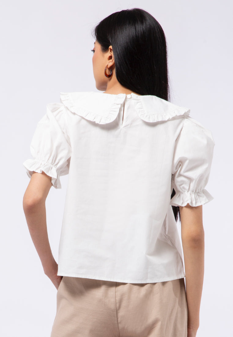 Peterpan Collar Short Sleeve Blouse