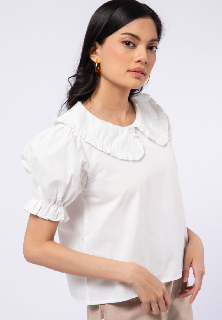 Peterpan Collar Short Sleeve Blouse