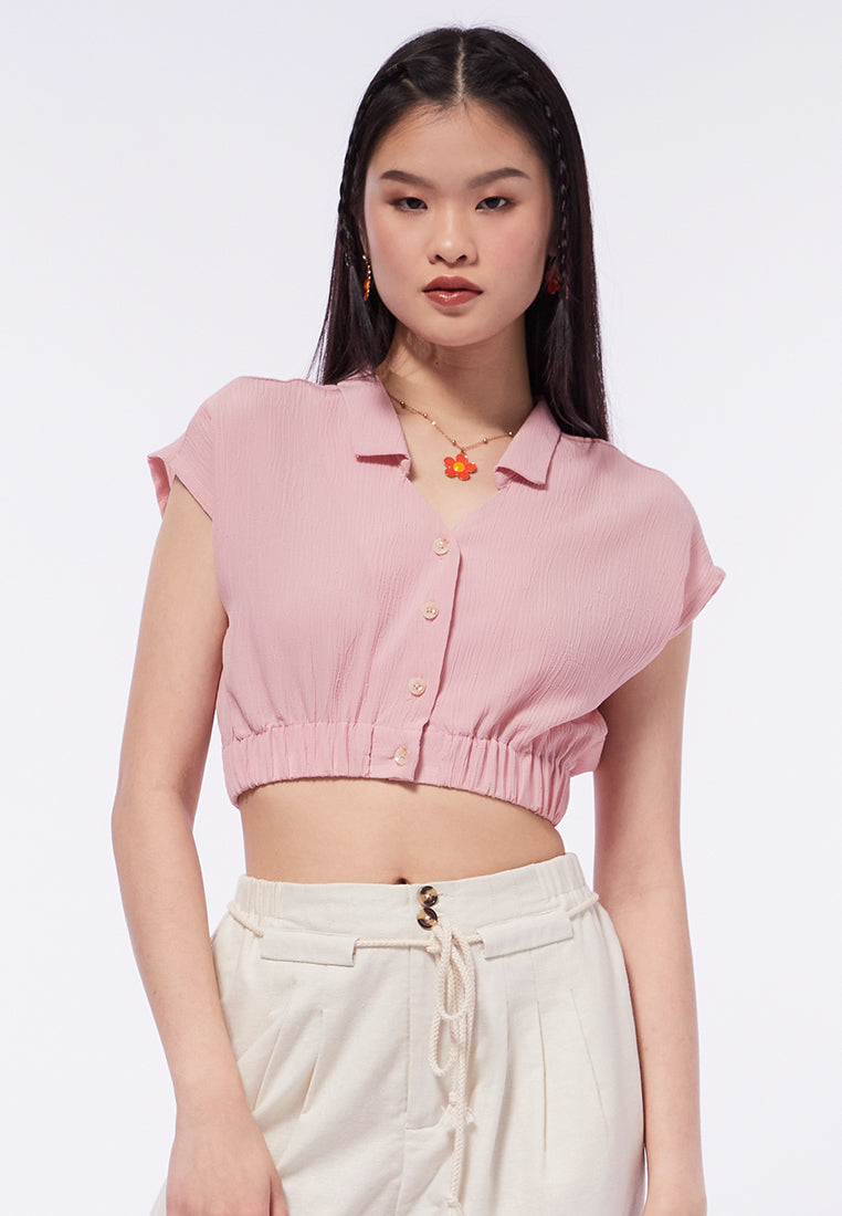 Short Sleeve Crop Blouse