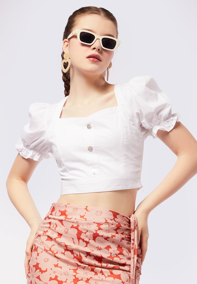Puff Sleeve Crop Top