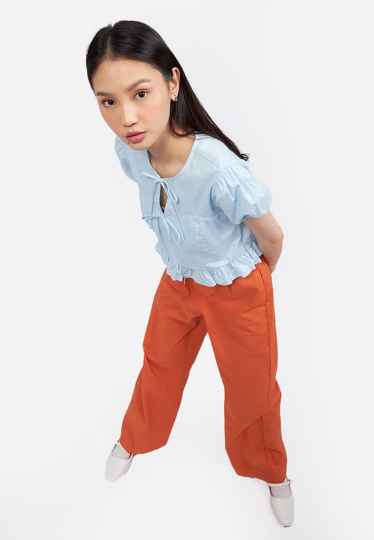 Tied Up Puff Sleeve Corset Top