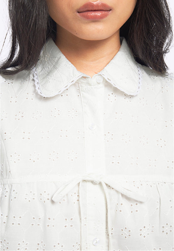 Eyelet Blouse with Tie Details