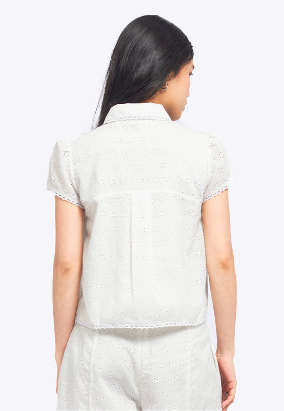 Eyelet Blouse with Tie Details