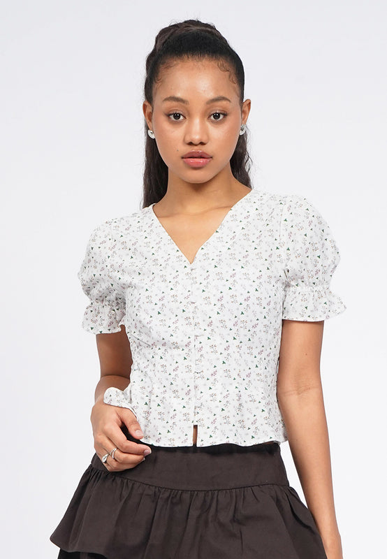 Floral Printed Puff Sleeve Blouse