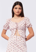 Flower Printed Short Sleeve Blouse