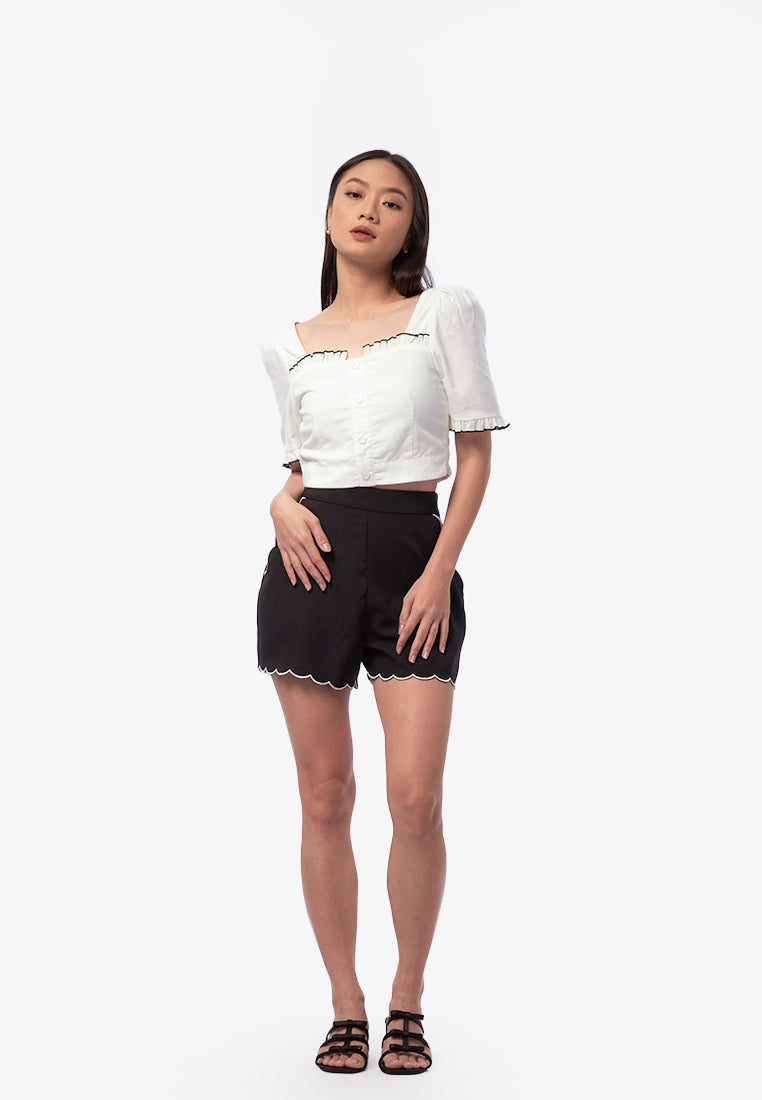 Ruffle Trim Crop Top