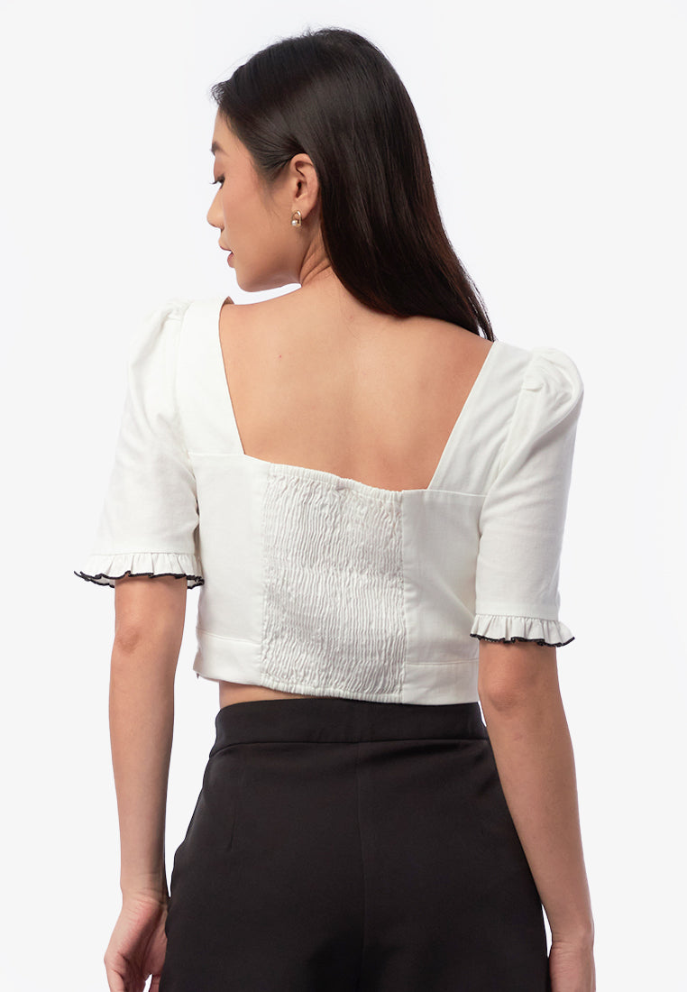 Ruffle Trim Crop Top