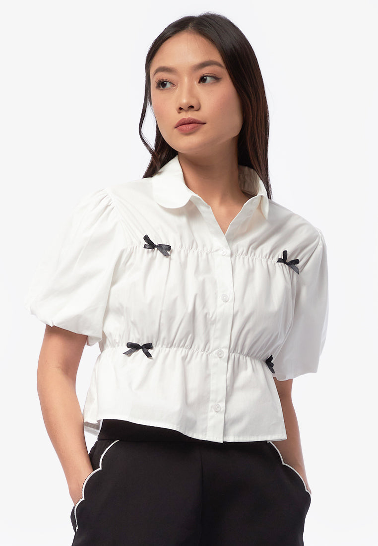 Ribbon Short Sleeve Blouse