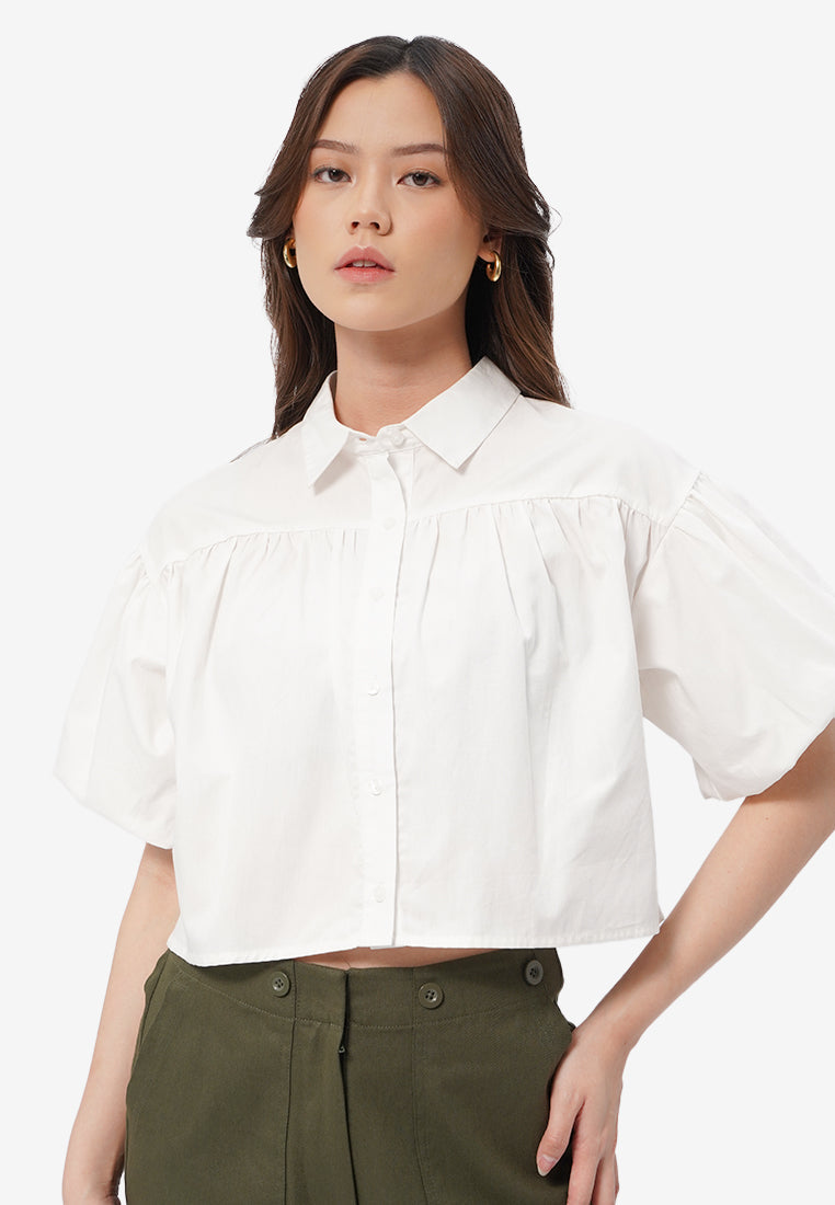 Balloon Short Sleeve Blouse Off White