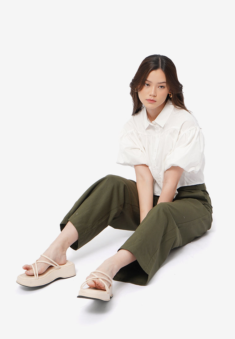 Balloon Short Sleeve Blouse Off White