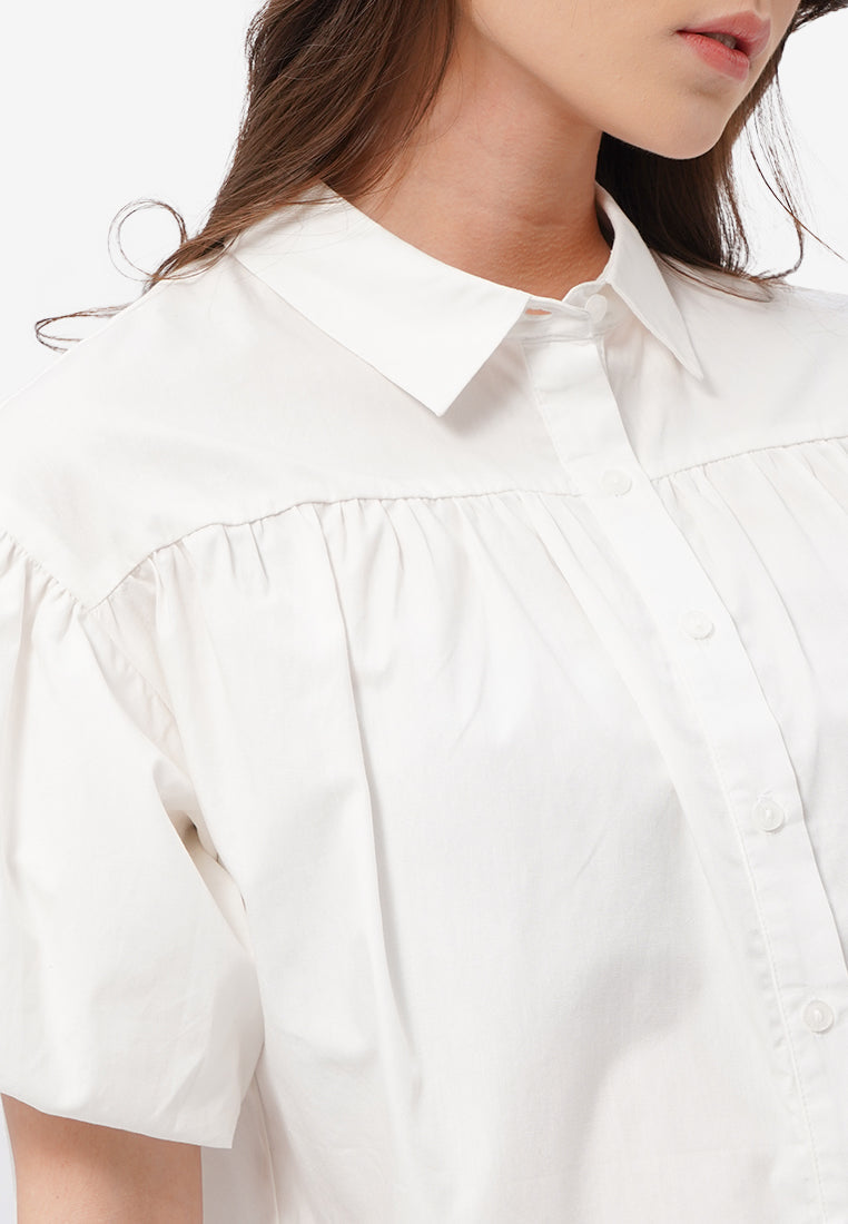 Balloon Short Sleeve Blouse Off White