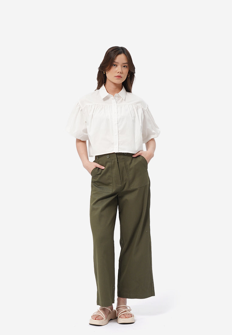 Balloon Short Sleeve Blouse Off White