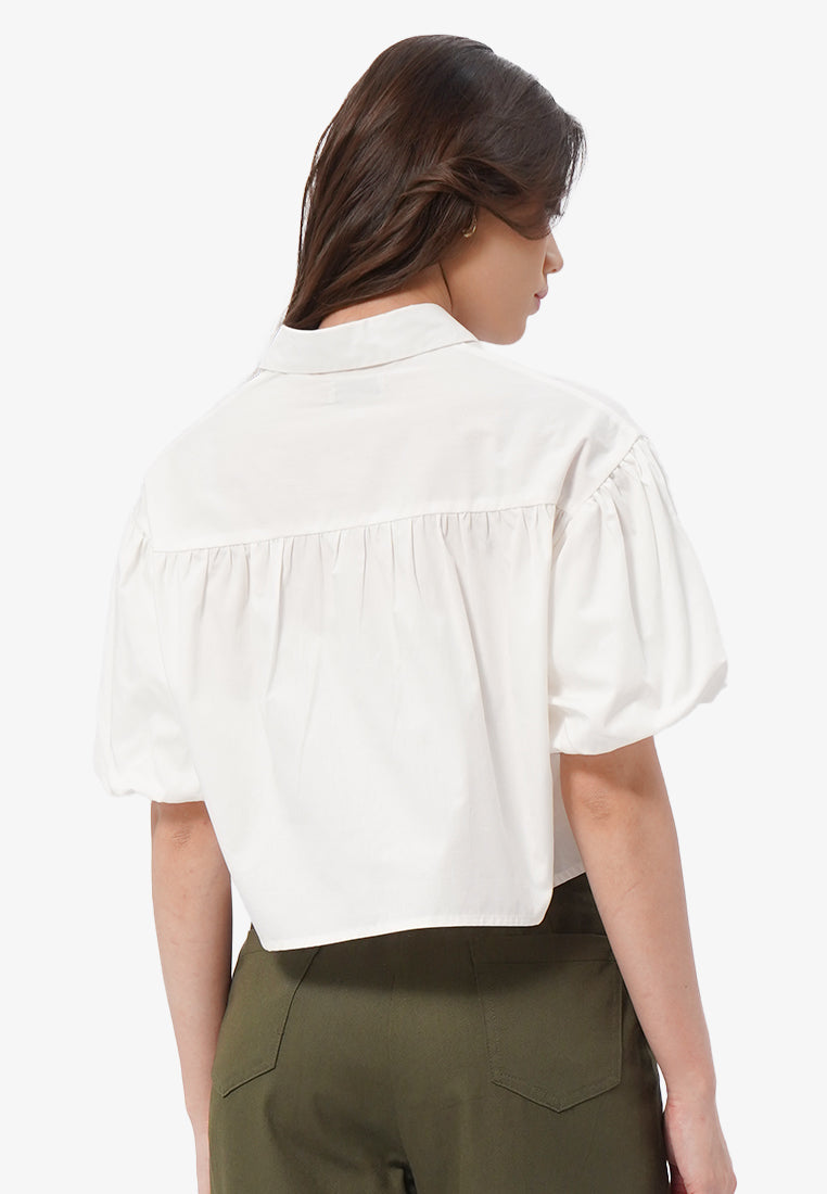 Balloon Short Sleeve Blouse Off White