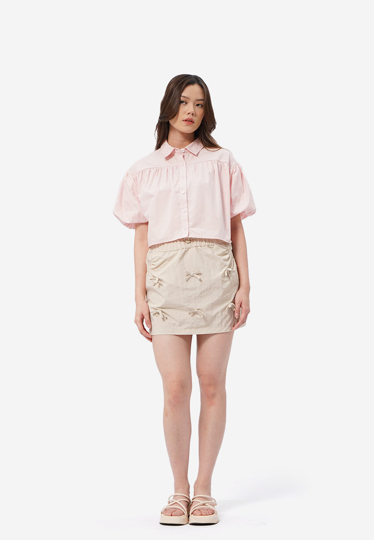 Balloon Short Sleeve Blouse L.Pink