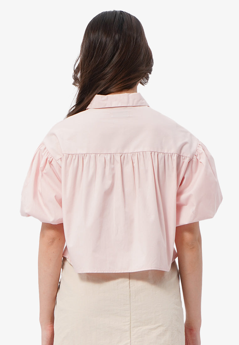 Balloon Short Sleeve Blouse L.Pink