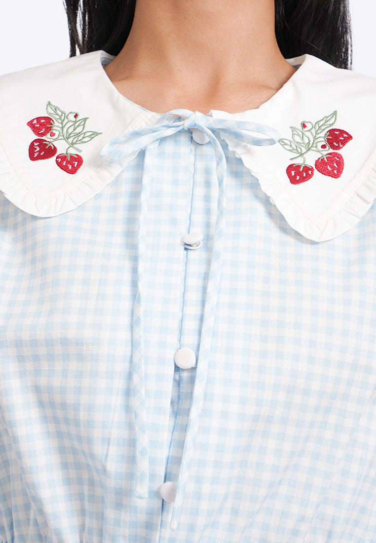 Button Up Wide Collar Blouse