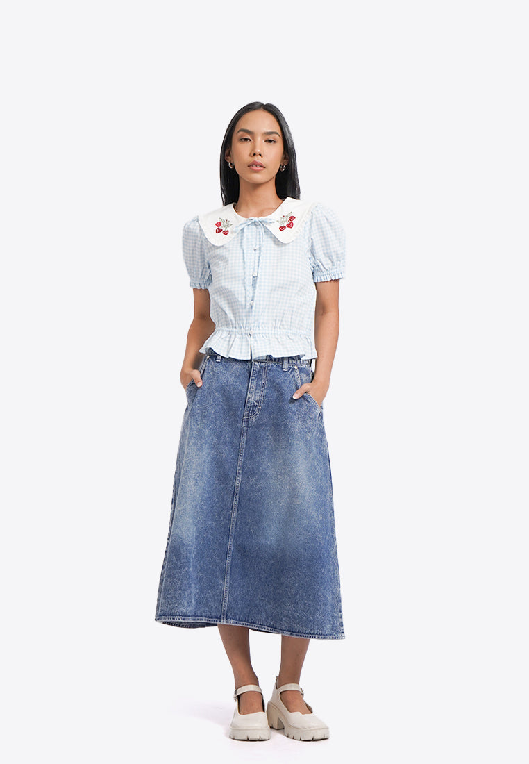 Button Up Wide Collar Blouse