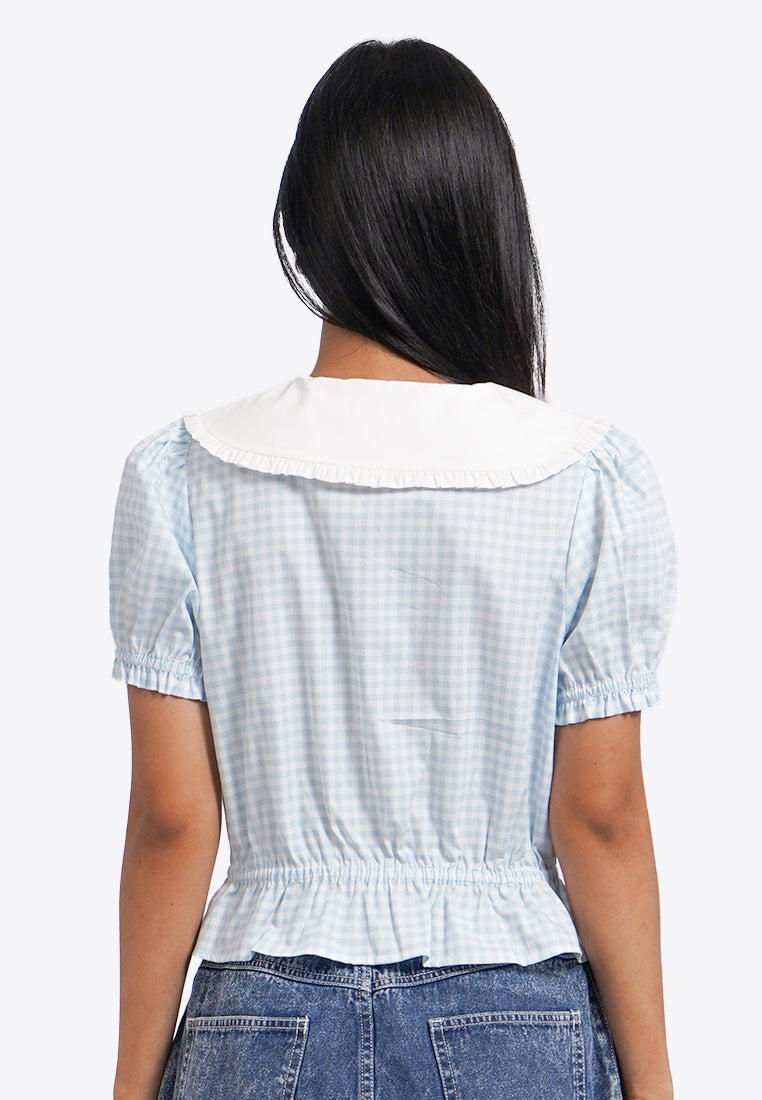 Button Up Wide Collar Blouse