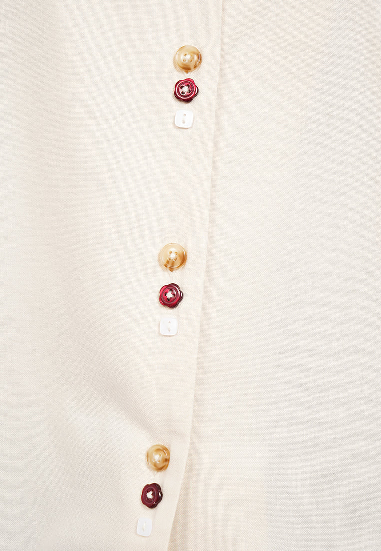 Multi Button Notch Collar Blouse